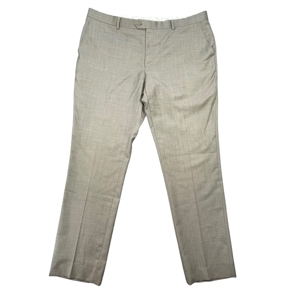 Mantoni Grey Super Fine Virgin Wool Flat Front Dress Pants Mens 42 R